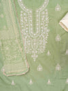 Pista Cotton Unstitched Salwar Suit With Cotton Dupatta
