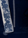 Navy Blue Cotton Unstitched Salwar Suit With Cotton Dupatta