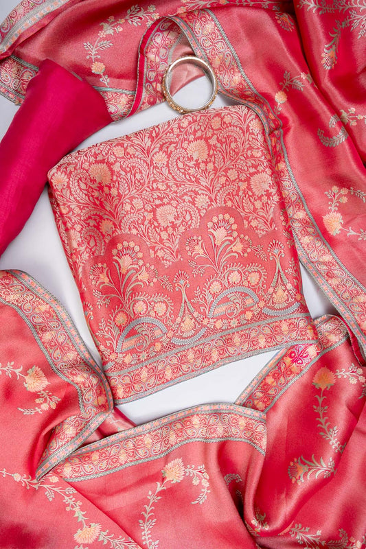 Rani Silk Unstitched Salwar Suit With Silk Dupatta