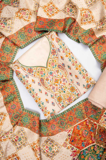 Tussar Dola Unstitched Salwar Suit With Dola Dupatta