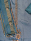 Grey Organza Unstitched Salwar Suit With Organza Dupatta