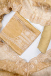 Pista Organza Unstitched Salwar Suit With Organza Dupatta