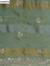 Olive Organza Unstitched Salwar Suit With Organza Dupatta