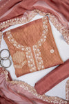Gajari Crepe Unstitched Salwar Suit With Chiffon Dupatta
