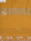 Mustard Organza Unstitched Salwar Suit With Organza Dupatta