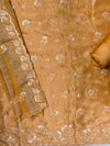Mustard Organza Unstitched Salwar Suit With Organza Dupatta