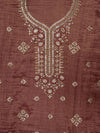 Brown Organza Unstitched Salwar Suit With Organza Dupatta