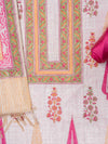 Off White Gajari Cotton Unstitched Salwar Suit With Cotton Dupatta