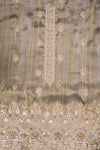 Grey Organza Unstitched Salwar Suit With Organza Dupatta