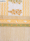 Off White Mustard Cotton Unstitched Salwar Suit With Cotton Dupatta