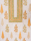Off White Mustard Cotton Unstitched Salwar Suit With Cotton Dupatta