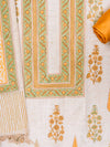 Off White Mustard Cotton Unstitched Salwar Suit With Cotton Dupatta