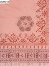Peach Cotton Unstitched Salwar Suit With Cotton Dupatta