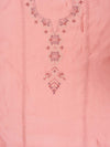 Peach Cotton Unstitched Salwar Suit With Cotton Dupatta