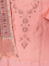 Peach Cotton Unstitched Salwar Suit With Cotton Dupatta