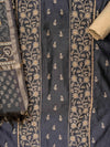 Grey Cotton Unstitched Salwar Suit With Cotton Dupatta