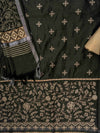 Tussar Mehandi Cotton Unstitched Salwar Suit With Cotton Dupatta