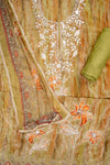 Soft Heritage Pista Crepe Unstitched Salwar Suit With Chiffon Dupatta