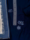 Navy Blue Cotton Unstitched Salwar Suit With Cotton Dupatta