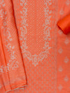 Peach Cotton Unstitched Salwar Suit With Cotton Dupatta