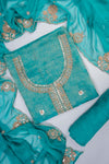 Effortless glamour Rama Shimmer Unstitched Salwar Suit With Chiffon Dupatta