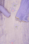 Delicate and dreamy Mauve Tissue Silk Unstitched Salwar Suit With Chiffon Dupatta