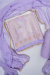 Delicate and dreamy Mauve Tissue Silk Unstitched Salwar Suit With Chiffon Dupatta