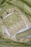 Soft Heritage Pista Tissue Unstitched Salwar Suit With Tissue Dupatta