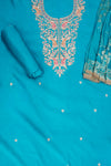 Effortless glamour Rama Silk Unstitched Salwar Suit With Silk Dupatta