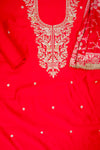 Grace Redefined Red Silk Unstitched Salwar Suit With Silk Dupatta