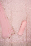 Blush Elegance Peach Organza Unstitched Salwar Suit With Chiffon Dupatta