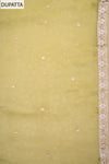 Heritage Charm Pista Organza Unstitched Salwar Suit With Chiffon Dupatta