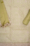 Heritage Charm Pista Organza Unstitched Salwar Suit With Chiffon Dupatta