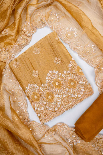 Heritage Charm Mehendi Tissue Unstitched Salwar Suit With Tissue Dupatta