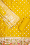 Pista Dola Banarasi Woven Zari Unstitched Salwar Suit With Dola Dupatta