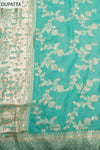 Tea-Green Dola Banarasi Woven Zari Unstitched Salwar Suit With Dola Dupatta