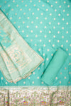 Tea-Green Dola Banarasi Woven Zari Unstitched Salwar Suit With Dola Dupatta