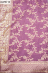 Mauve Dola Banarasi Woven Zari Unstitched Salwar Suit With Dola Silk Dupatta