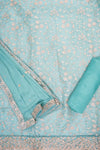 Tea Green Organza Unstitched Salwar Suit With Chiffon Dupatta