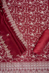 Wine Tissue Unstitched Salwar Suit With Tissue Dupatta