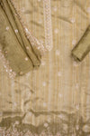 Pista Organza Unstitched Salwar Suit With Organza Dupatta