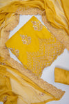 Pista Organza Unstitched Salwar Suit With Chiffon Dupatta