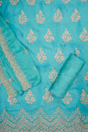 Mint Green Soft Twill Unstitched Salwar Suit With Chiffon Dupatta
