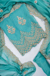Mint Green Soft Twill Unstitched Salwar Suit With Chiffon Dupatta
