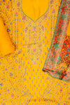 Raw Elegance Mustard Dola Unstitched Salwar Suit With Dola Dupatta