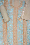 Olive Georgette Unstitched Salwar Suit With  Georgette Dupatta