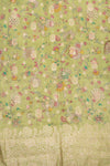 Soft Heritage Pista Shimmer Banarasi Woven Zari Unstitched Salwar Suit With Chiffon Dupatta