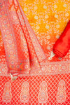 Raw Elegance Mustard Red Khaddi Georgette Banarasi Woven Zari Unstitched Salwar Suit With Dola Silk Dupatta
