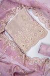 Mauve Shimmer Unstitched Salwar Suit With Chiffon Dupatta