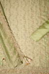 Soft Heritage Pista Organza Unstitched Salwar Suit With Organza Dupatta